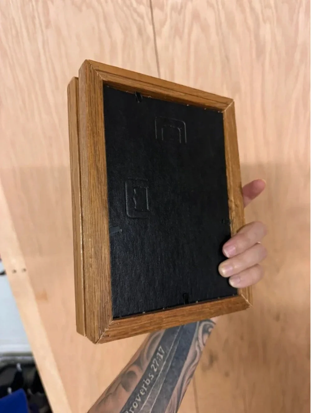 Folding oak picture frame